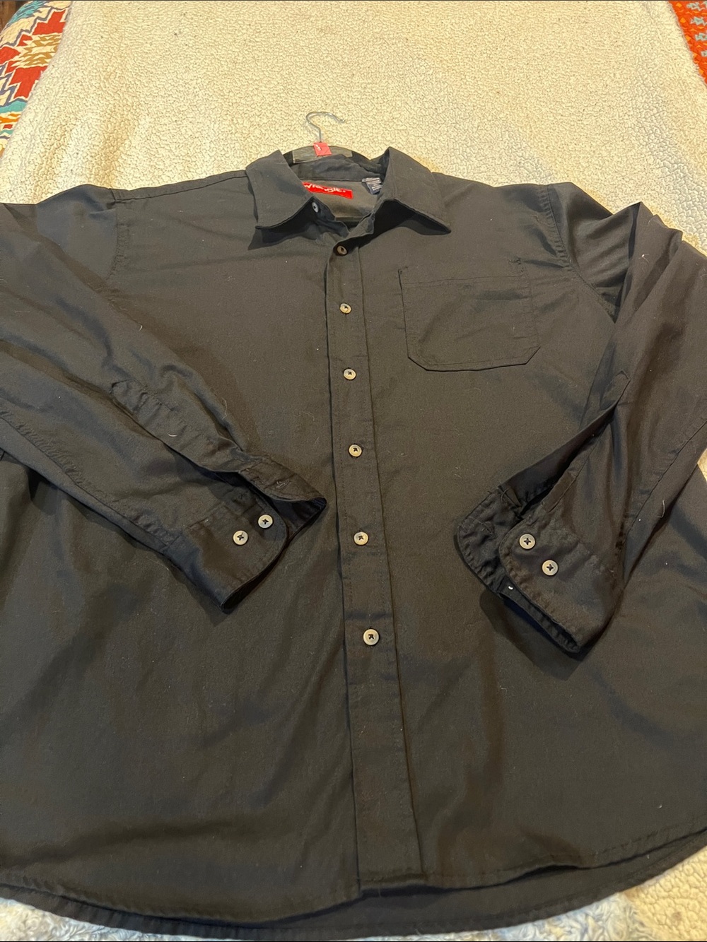 Wrangler Men's Black Button-Front Dress Shirt